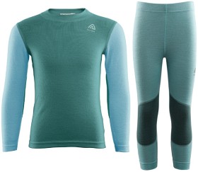 Bild på Aclima Paket Underställ WarmWool Crewneck + Longs Children North Atlantic/Reef Waters