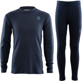 Bild på Aclima Paket Underställ WarmWool Crewneck + Longs Junior Navy/Blazer