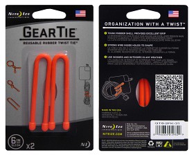 Bild på Nite Ize Gear Tie 6-Bright Orange 2-pack