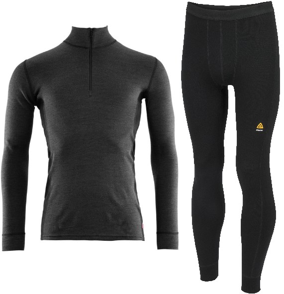 Aclima Paket Underställ WarmWool Mockneck + Longs Herr Marengo/Jet Black