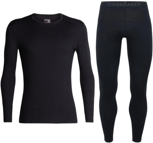 Icebreaker Paket Underställ Oasis LS Crewe 200 + Leggings 200 Herr Black/Monsoon