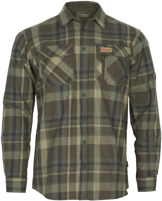 Pinewood M's Lappland Rough Flannel Shirt Green/Brown (M)