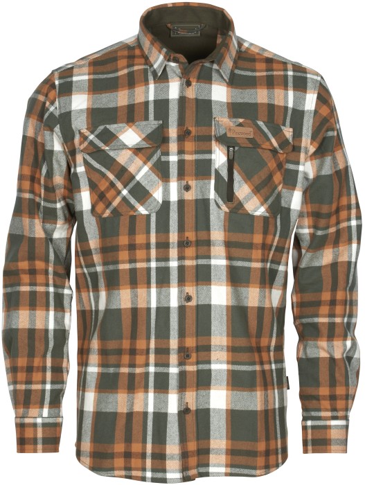 Pinewood M's Lappland Rough Flannel Shirt Green/Orange (S)